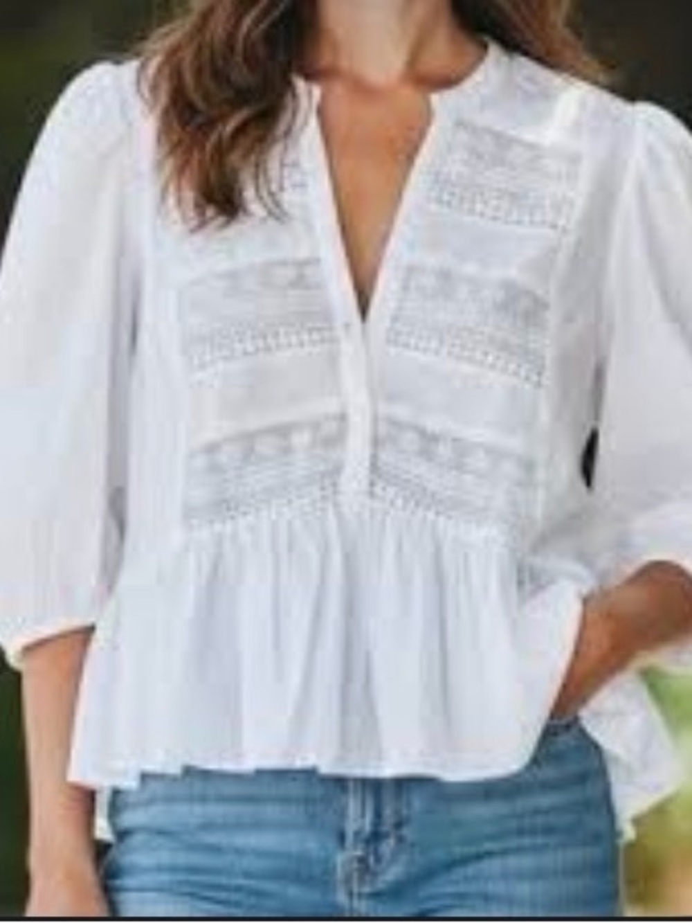 Marc by Marc Jacobs Cream Lace Panel Peplum Tunic
